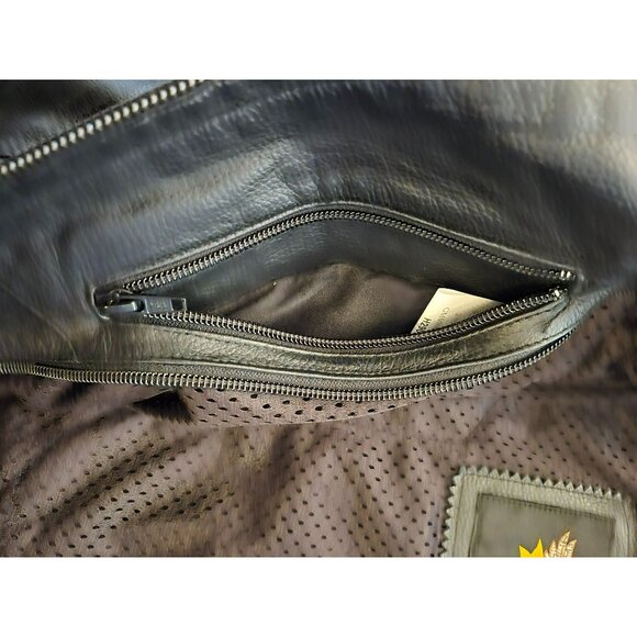 Harley-Davidson Black Leather Motorcycle Jacket  Women's Large Belted Waist - Picture 15 of 16